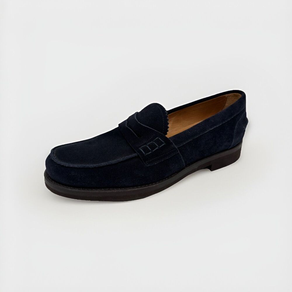 VITTORIO SPERNANZONI Blue Suede Loafers Shoes Slip On Sz 8 Italy